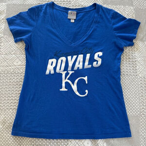 MLB Genuine Merchandise KC Kansas City Royals T-Shirt XL Blue White V Neck